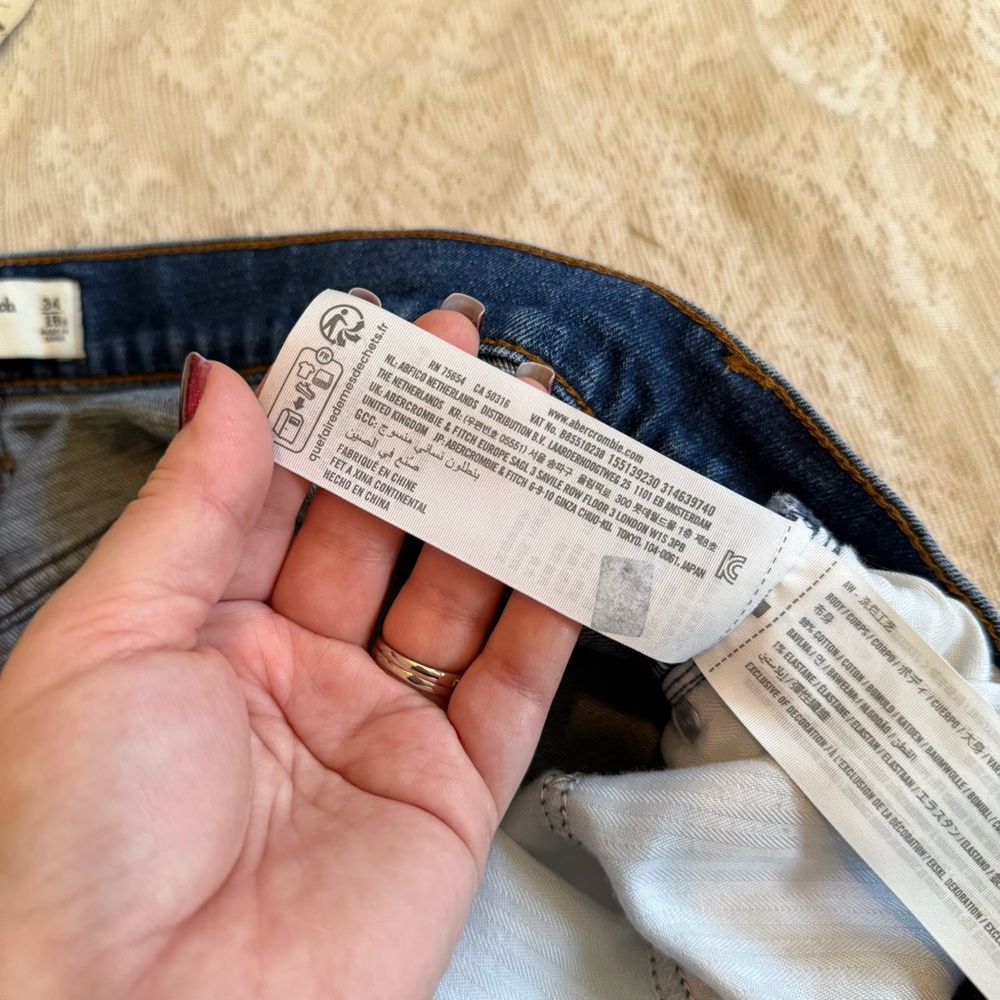 Abercrombie & Fitch Ankle Straight ultra high rise dark wash denim jeans - Picture 7 of 8